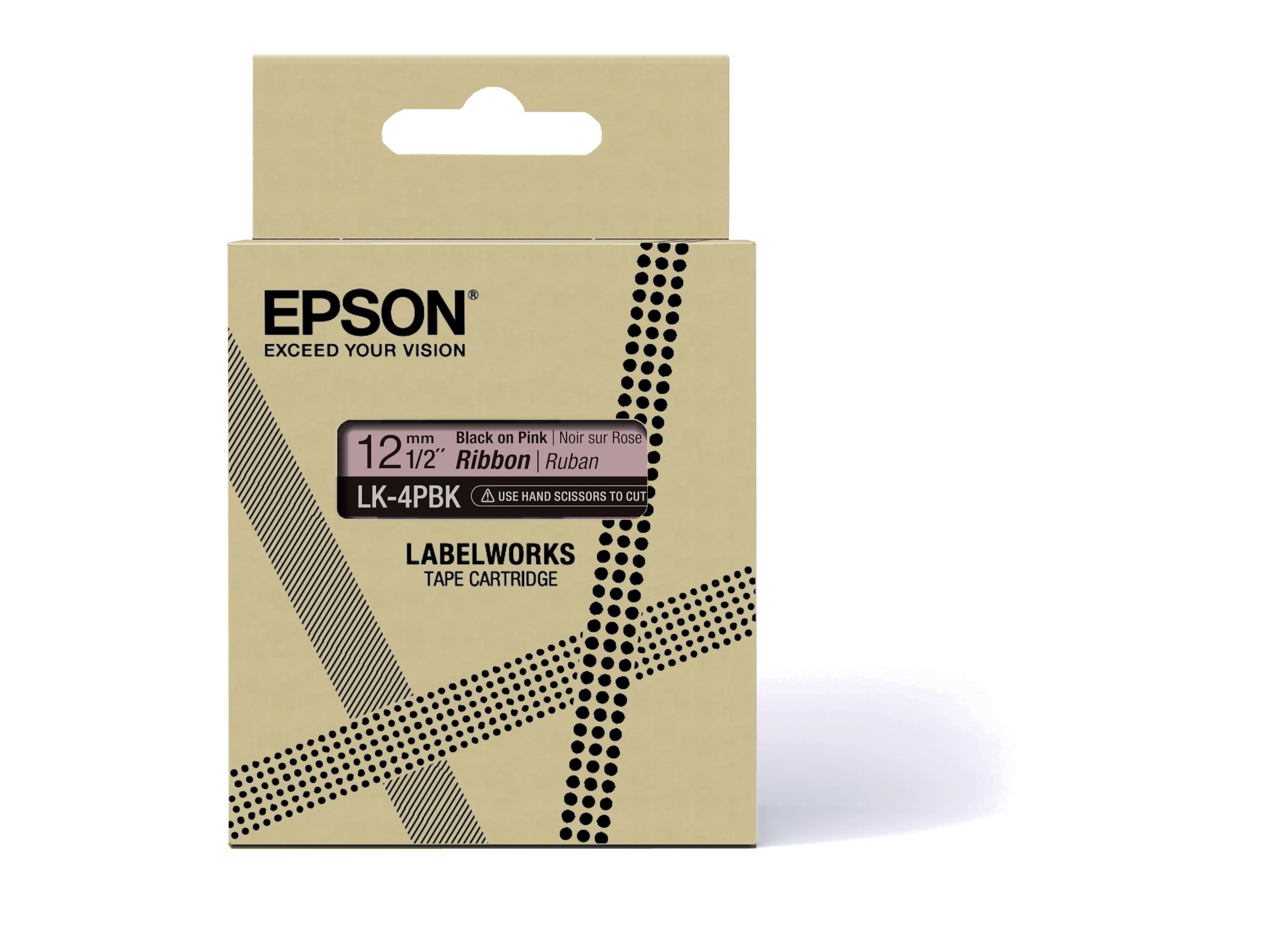 Epson LabelWorks LK-4PBK - Satiini - musta vaaleanpunaisella - Rulla (1,2 cm x 5 m) 1 rulla (rullat) nauhateippi malleihin LabelWorks Cable and Wiring Kit, LW-1
