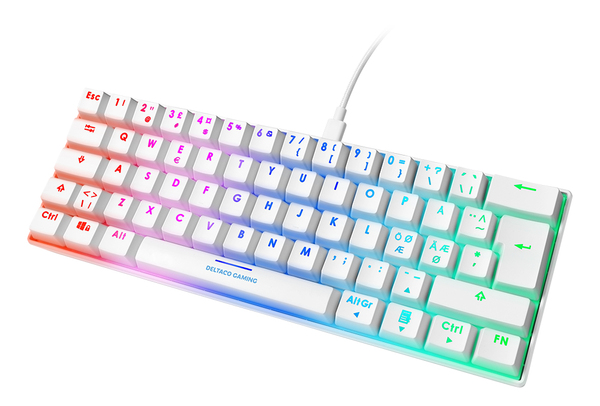 Deltaco Gaming White Line WK85B RGB -mekaaninen minin&auml;pp&auml;imist&ouml;, valkoinen