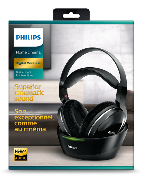 Philips SHD8850 TV -langattomat kuulokkeet, Musta