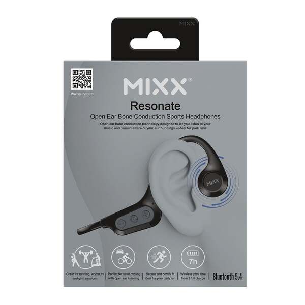 Mixx Resonate OWS -langattomat luujohdekuulokkeet, musta