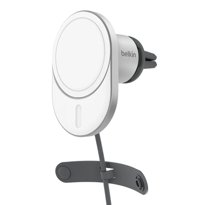 Belkin  BoostCharge Pro Magnetic Wireless Car Charger with Qi2 15W -puhelinpidike, Hopea, Valkoinen