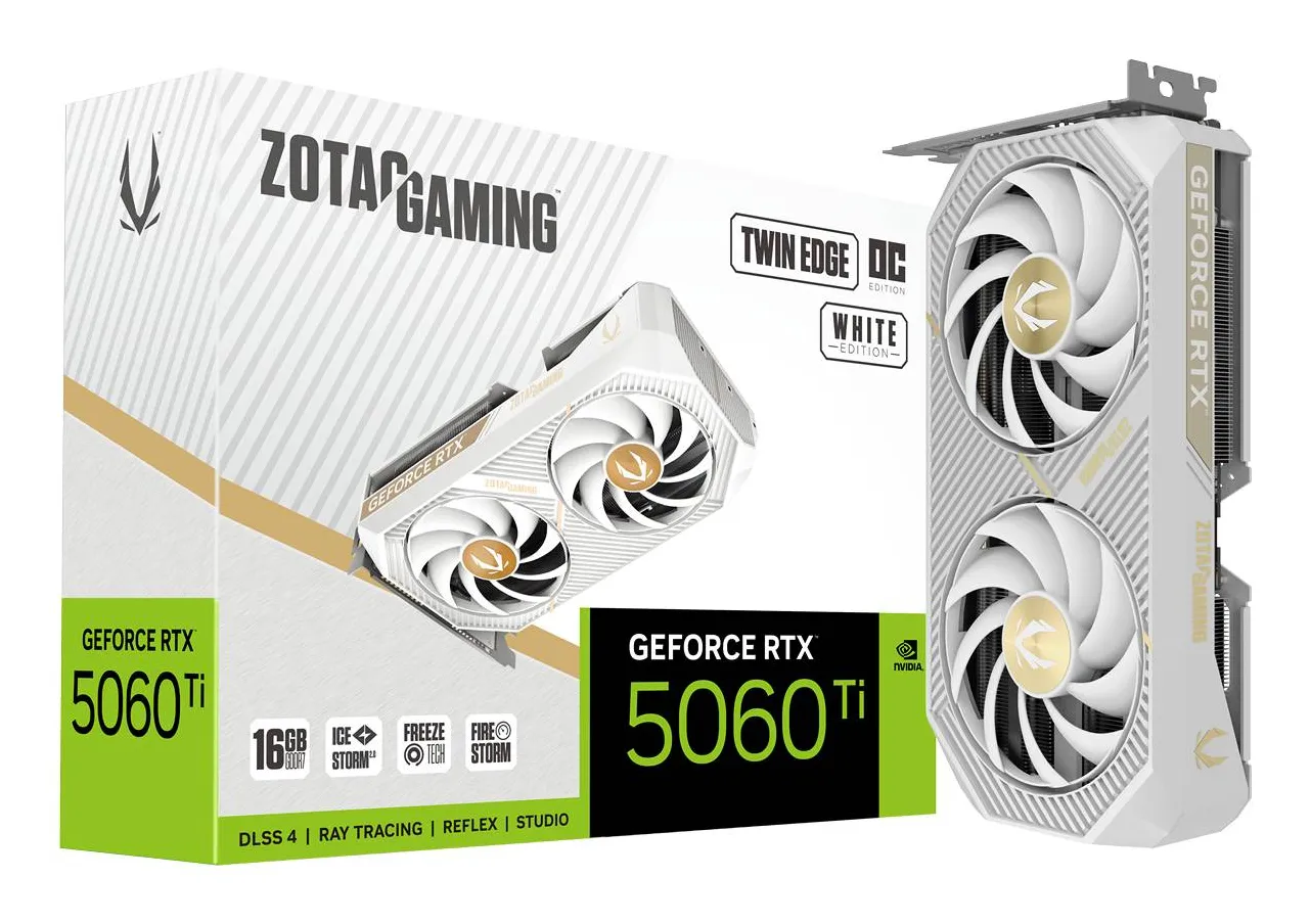ZOTAC GeForce RTX 5060 Ti Twin Edge White 16GB OC Graphics Card