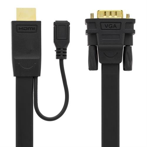 DELTACO PRIME HDMI - VGA-kaapeli, 19-pin ur - 15-pin ur, 1m, musta