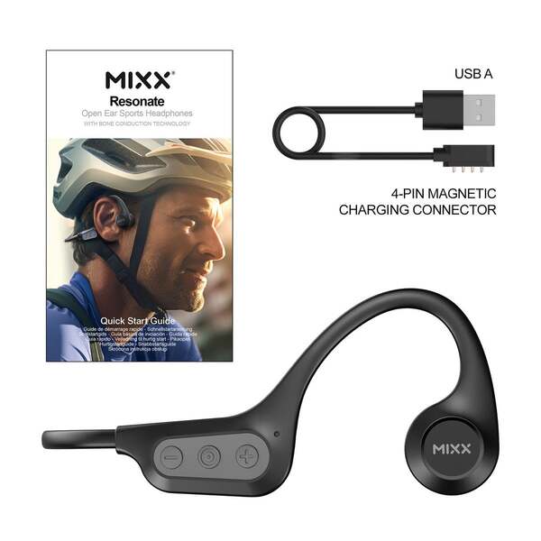 Mixx Resonate OWS Wireless Bone Conductor Headphones, Black