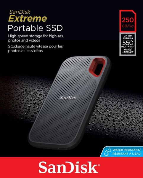 SanDisk Extreme 250 Gt -ulkoinen SSD, Musta/Oranssi