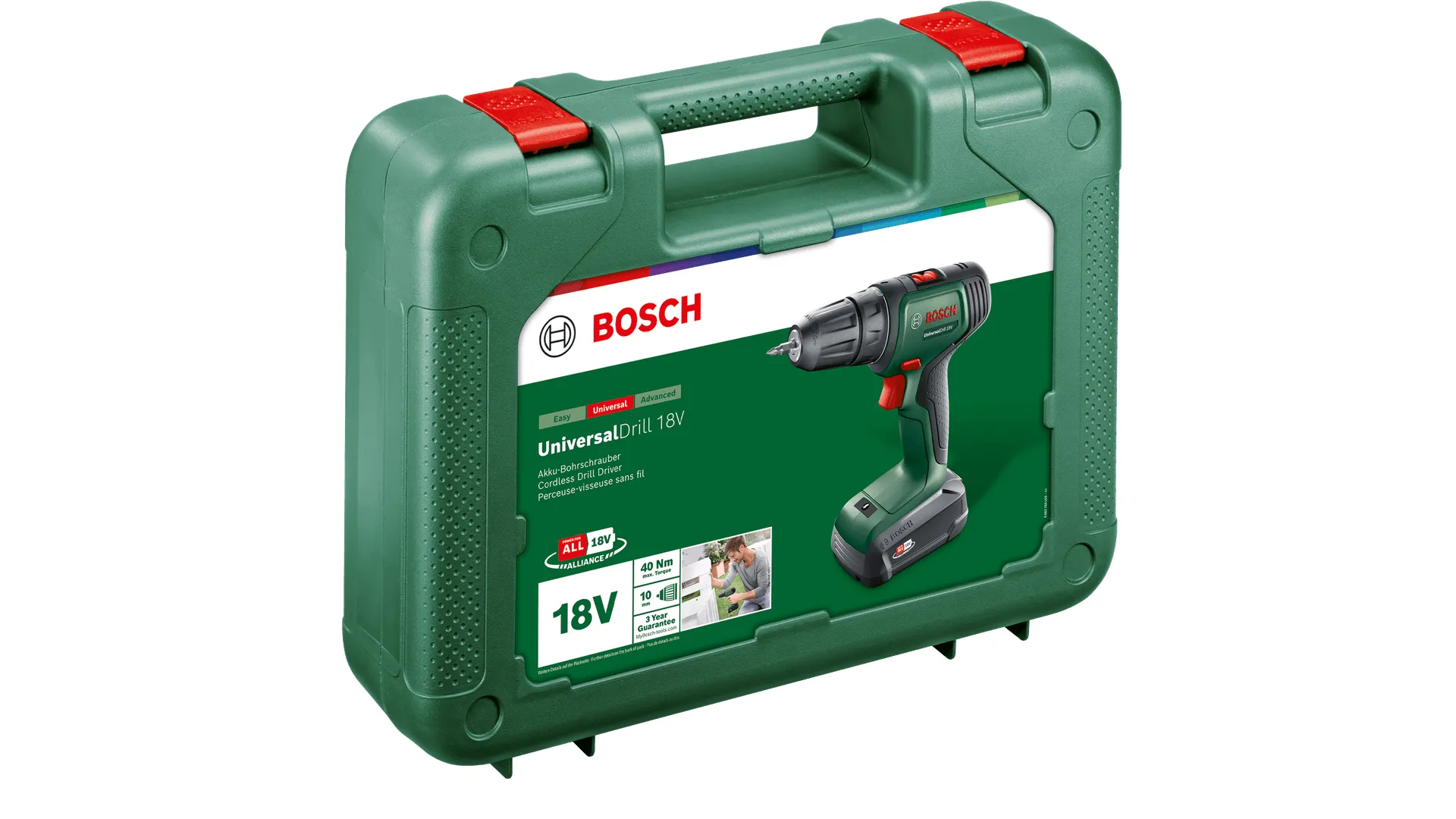 Bosch Cordless drill UniversalDrill 18V (green/black, Li-ion battery 1.5Ah, case)