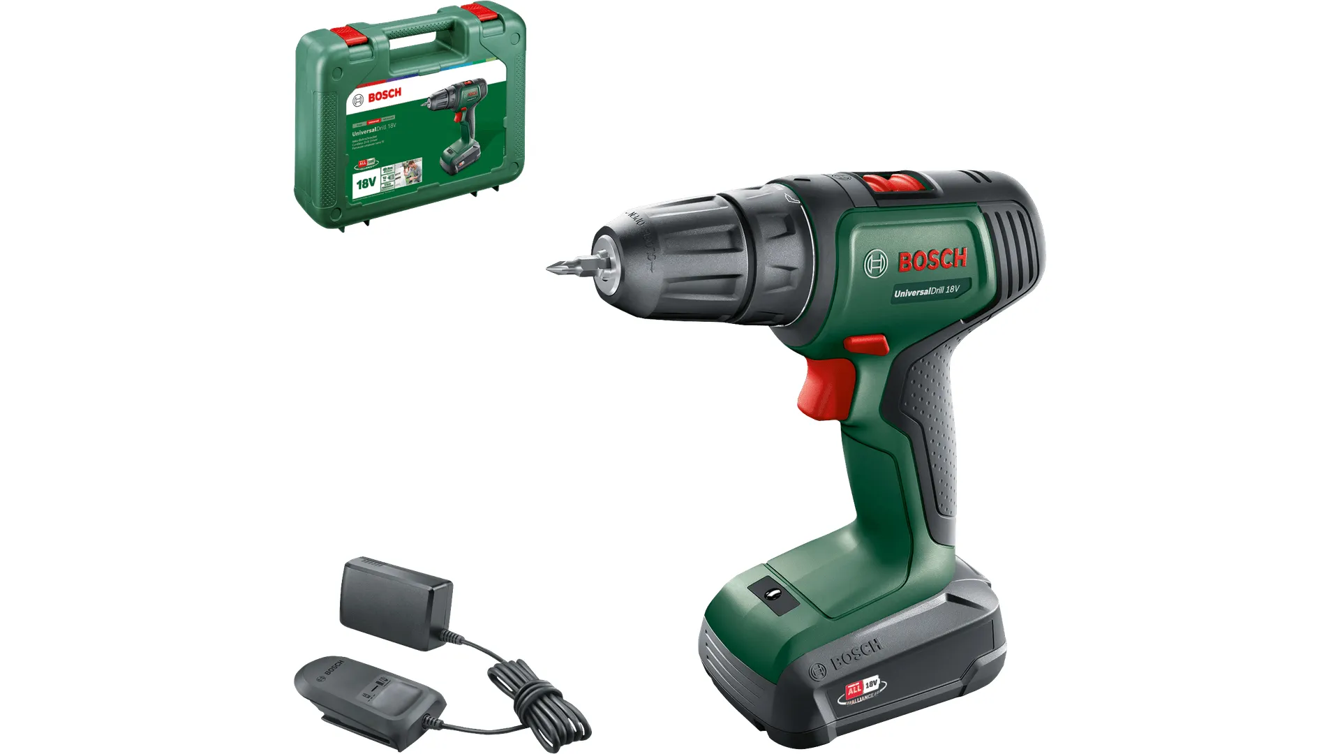 Bosch Cordless drill UniversalDrill 18V (green/black, Li-ion battery 1.5Ah, case)