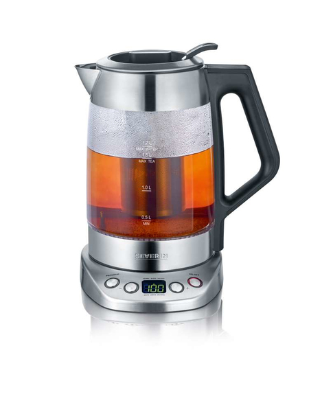 Severin WK 3479 kettle, 1.7L, 3000W, Glass / stainless steel
