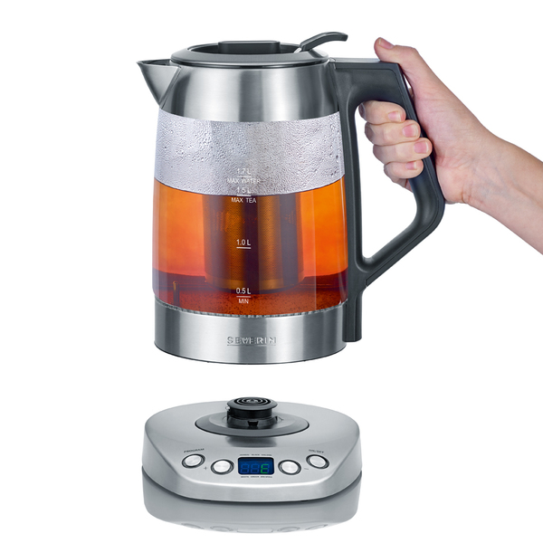 Severin WK 3479 kettle, 1.7L, 3000W, Glass / stainless steel