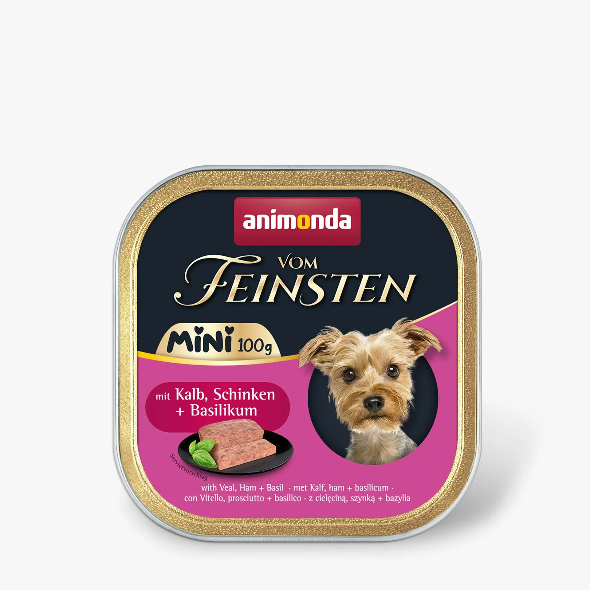 Animonda Vom Feinsten Adult Mini Veal, Ham & Basil, Koiran m&auml;rk&auml;ruoka, Viljaton, 32 x 100 g