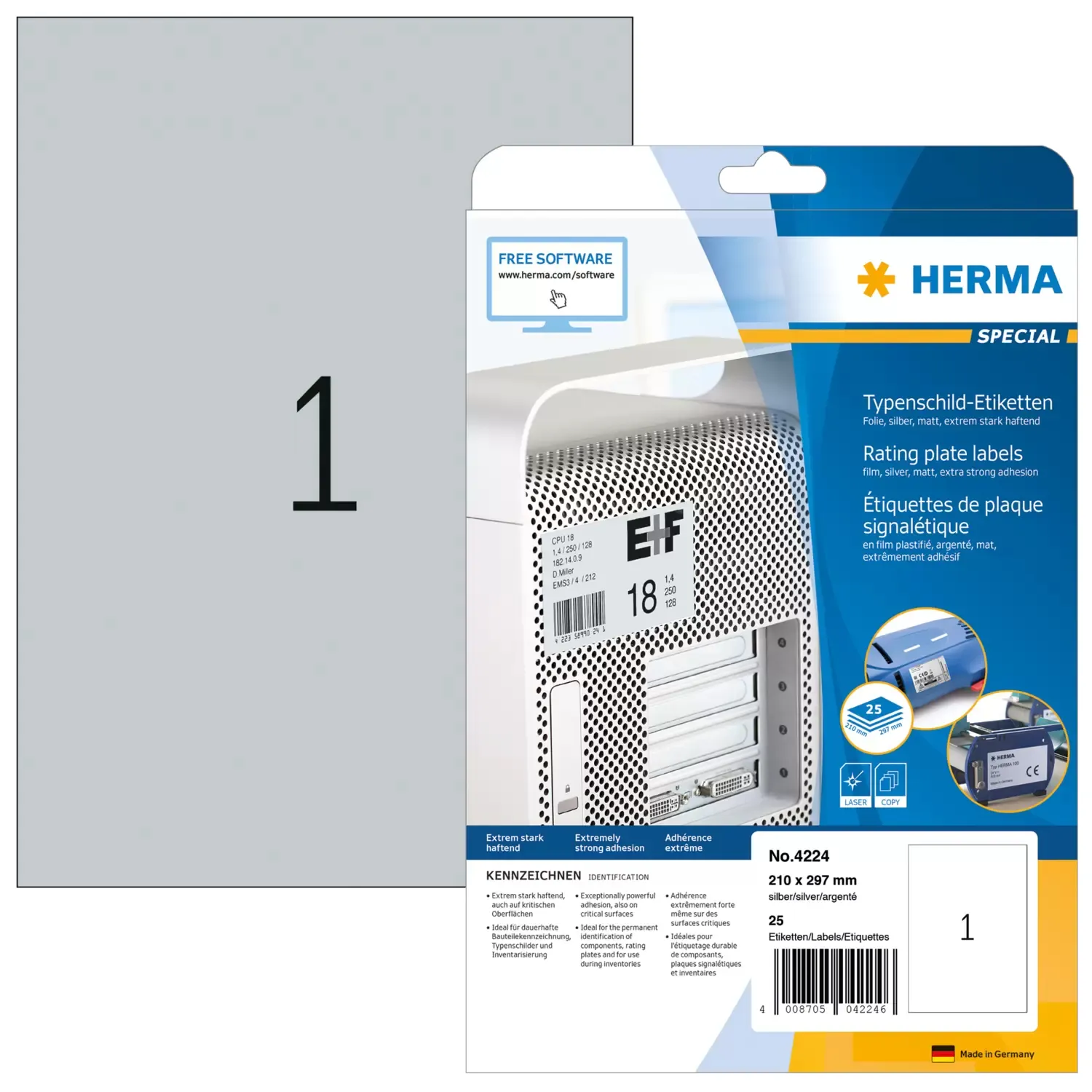 Herma label film extra strong 210x297 silver (25)