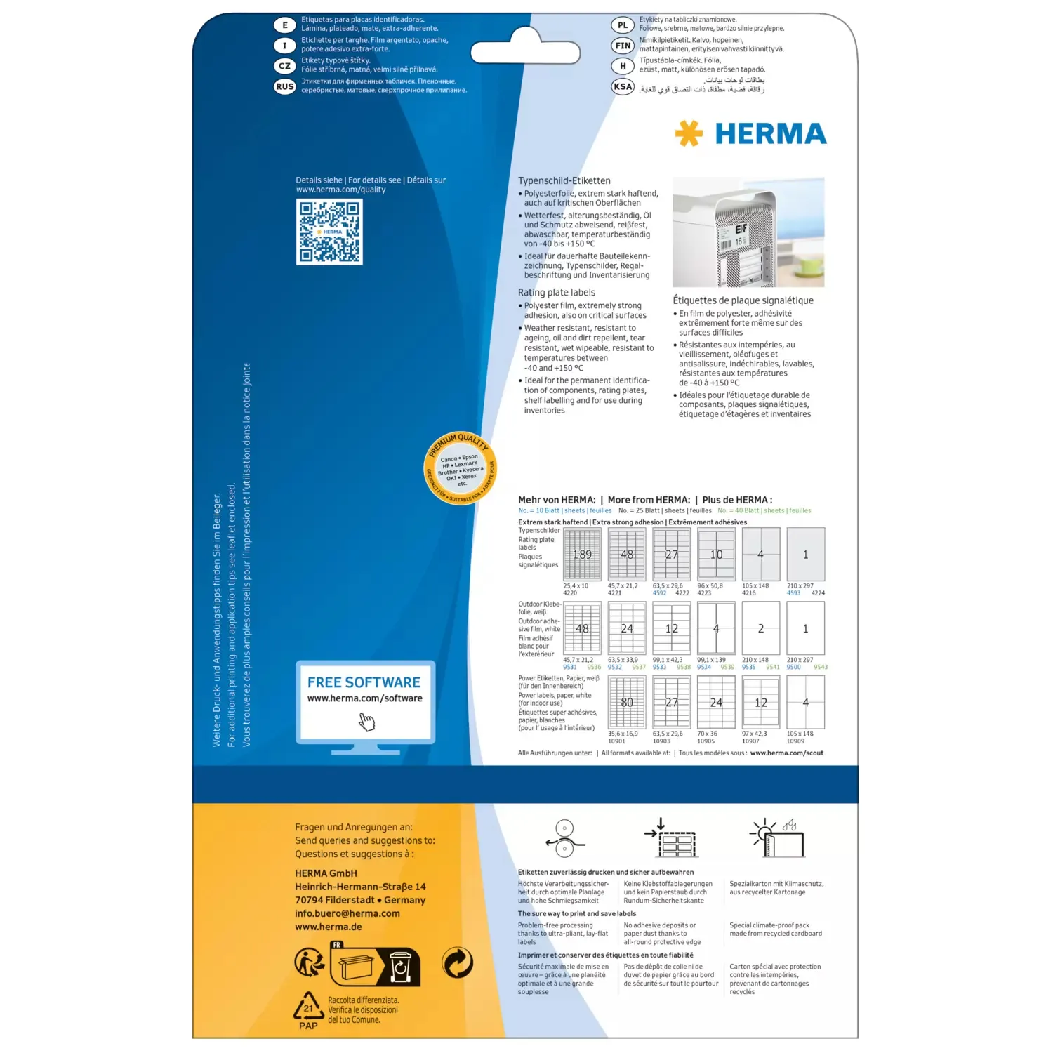 Herma label film extra strong 210x297 silver (25)