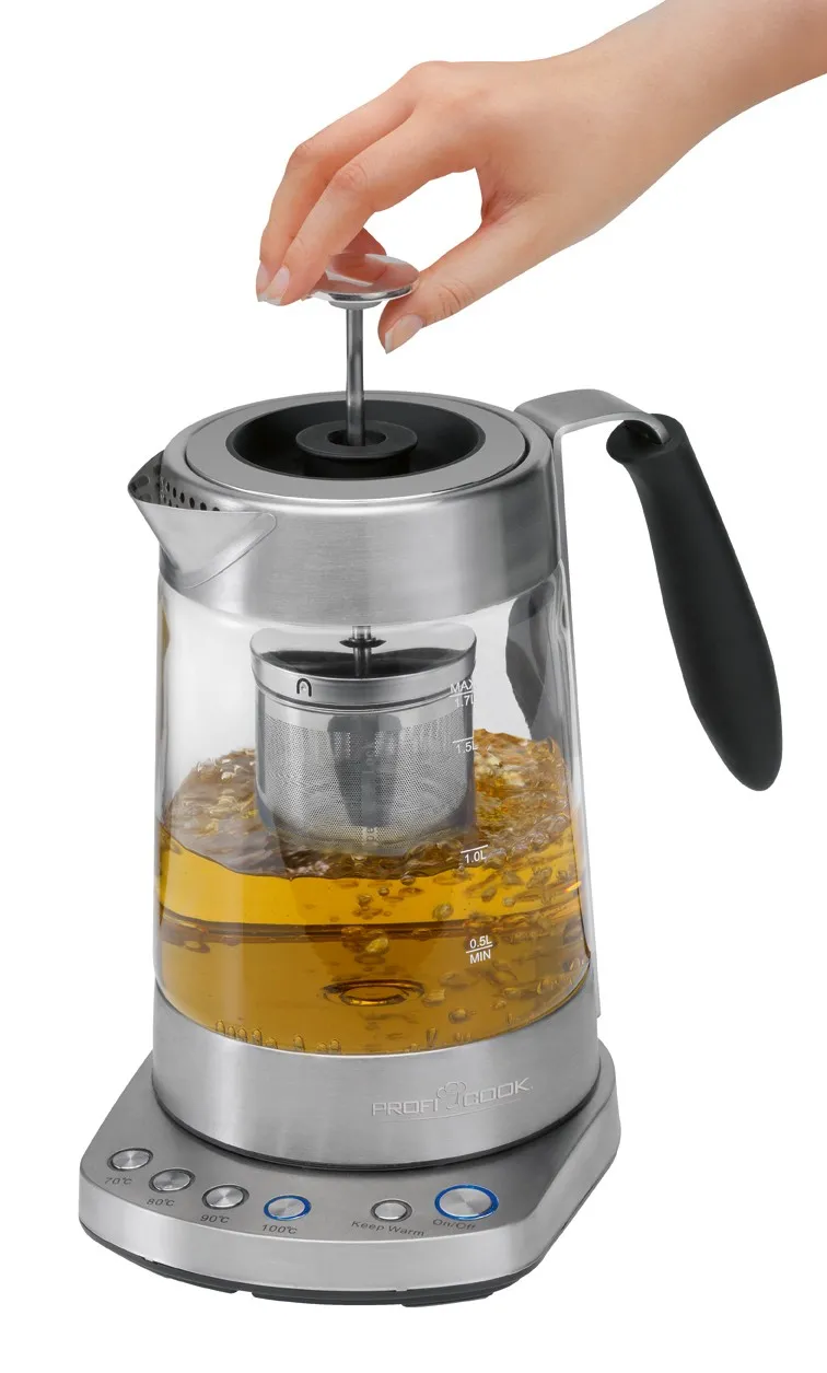 ProfiCook PC-WKS 1020G vattenkokare, 1,7 l, 3000 W, svart/rostfritt st&aring;l