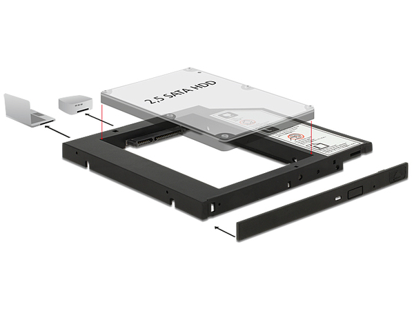 (Fyndh&ouml;rnan) Delock Slim SATA 5.25" Installation Frame for 1 x 2.5" SATA HDD up to 9.5 mm