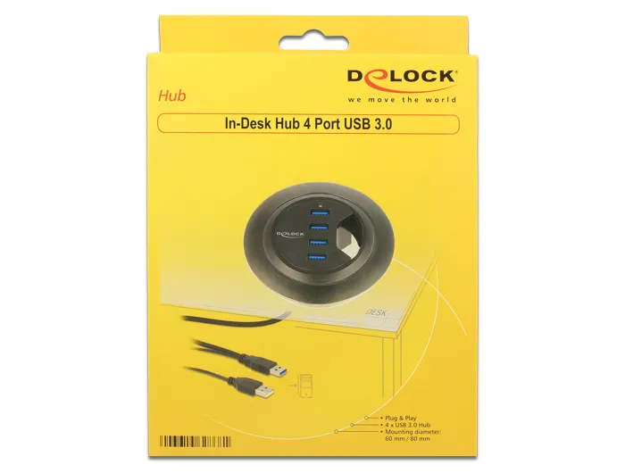 Delock In-Desk Hub 4 Port USB 3.0