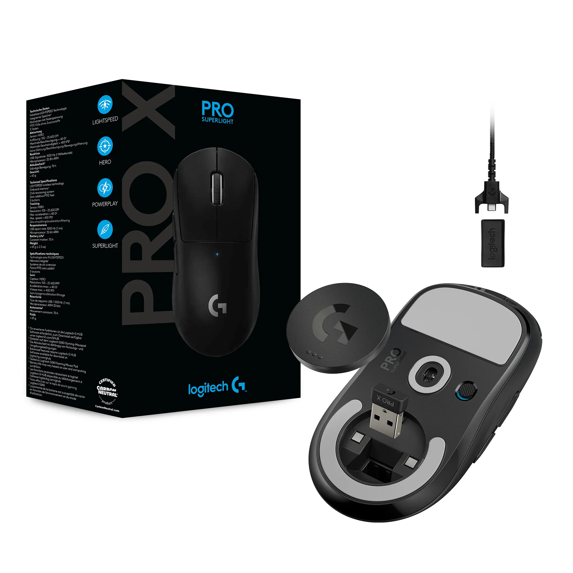 Logitech PRO X SUPERLIGHT -langaton pelihiiri, musta
