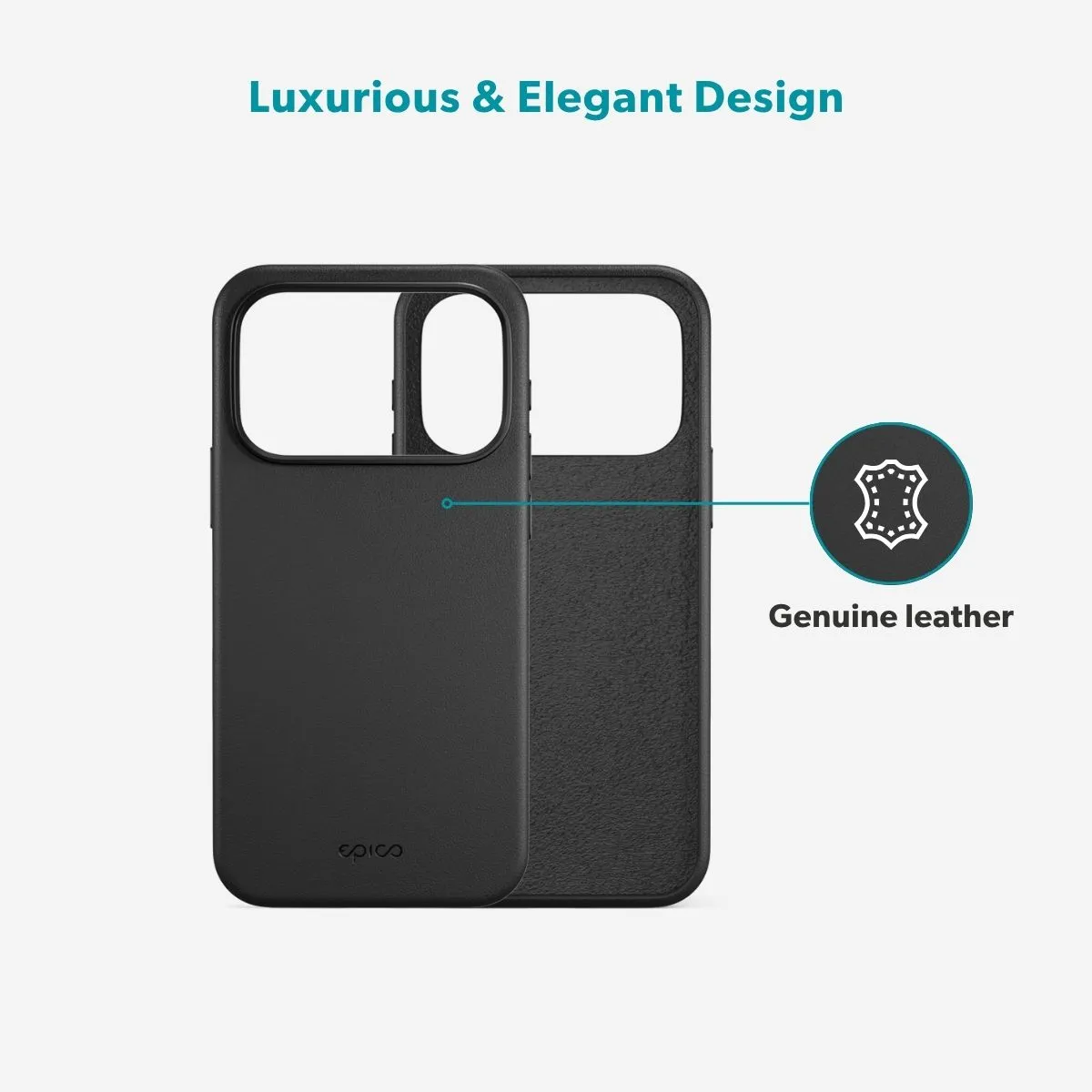 Epico Leather Pro Mag+ Case iPhone 17 Pro Qi2  &  MagSafe kompatibel, svart