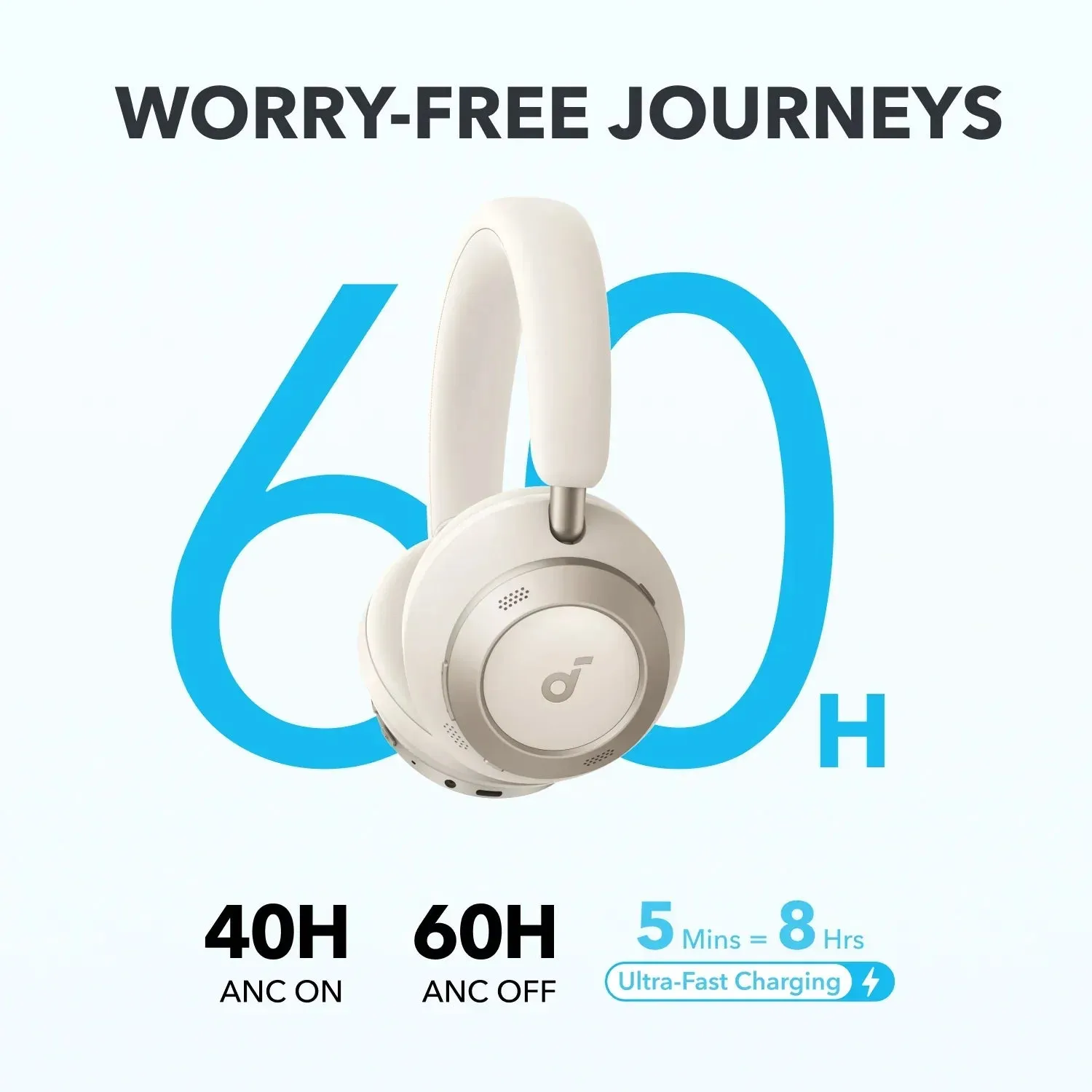 Anker Soundcore Space One Pro - tr&aring;dl&ouml;sa h&ouml;rlurar, Vit
