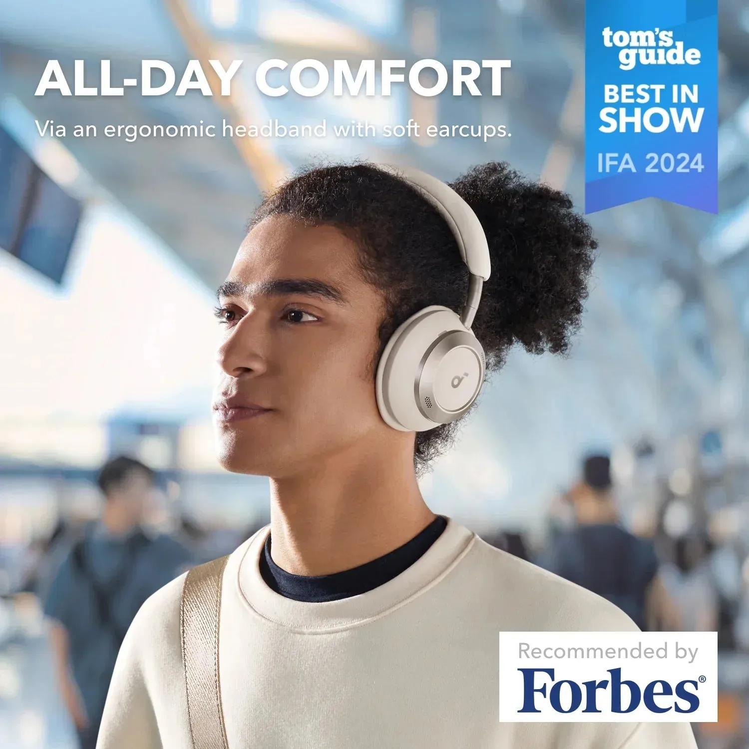 Anker Soundcore Space One Pro - tr&aring;dl&ouml;sa h&ouml;rlurar, Vit