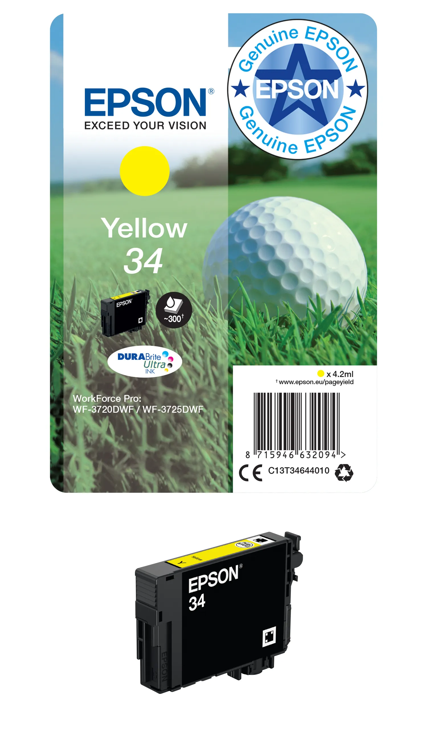 Epson 34-mustekasetti, 4.2 ml, keltainen