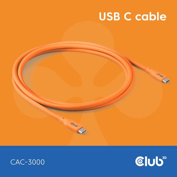 Club 3D USB-C - USB-C USB4 4K60Hz 240W - cable, Orange, 2m