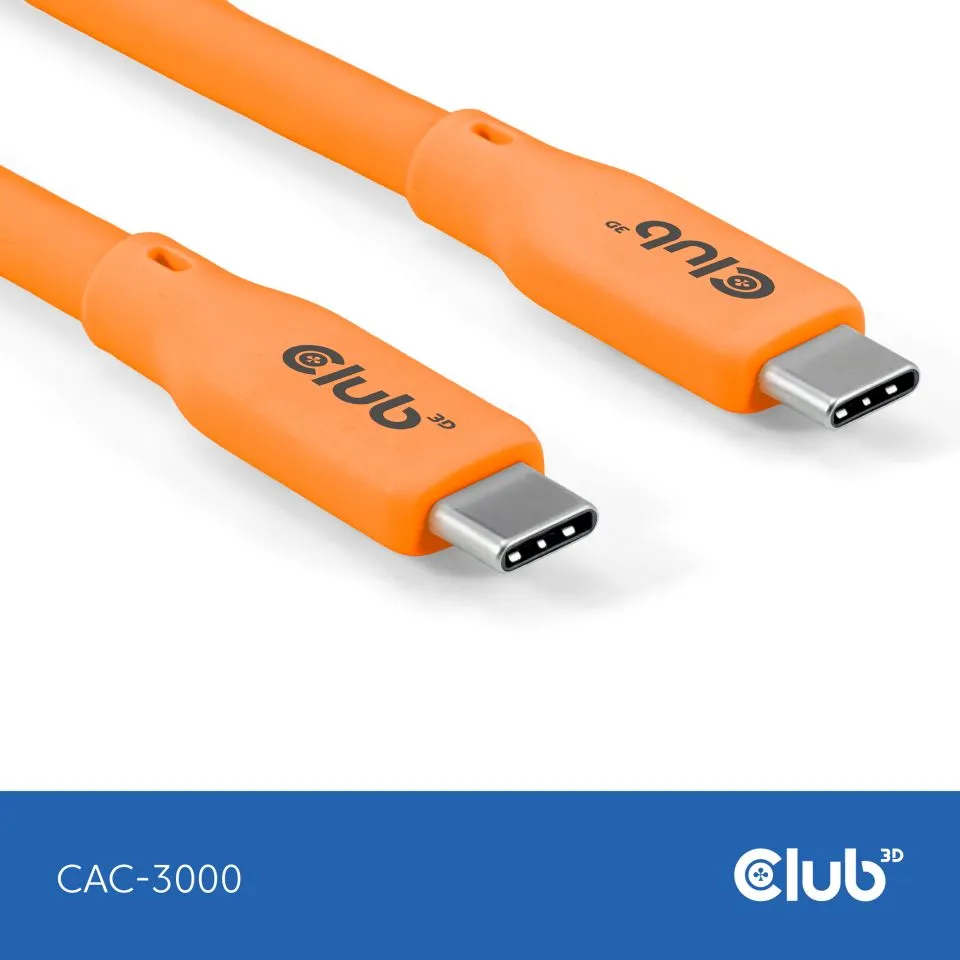 Club 3D USB-C - USB-C USB4 4K60Hz 240W -kaapeli, Oranssi, 2m