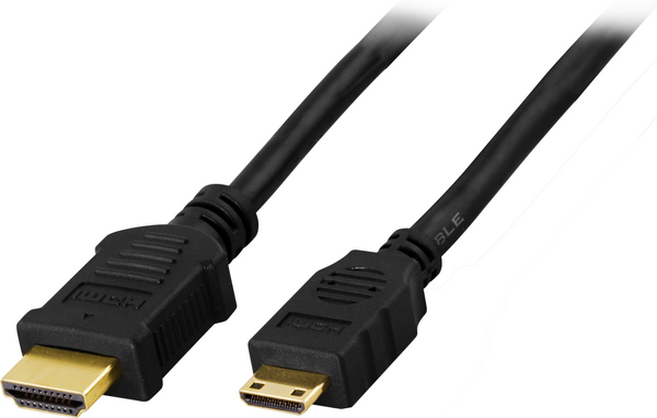 DELTACO HDMI-kabel, v1.4+Ethernet, 19-pin ha-Mini ha, 1080p, svart, 1m