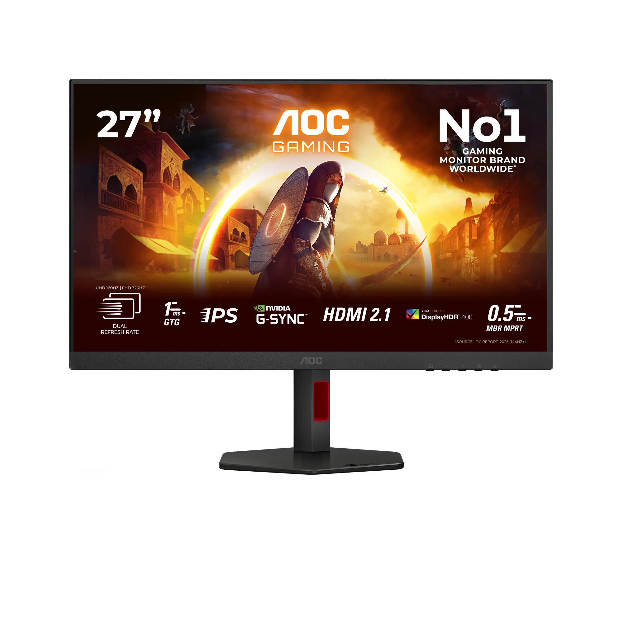 AOC U27G4R 27" 4K UHD, Fast IPS -pelin&auml;ytt&ouml;, USB hub