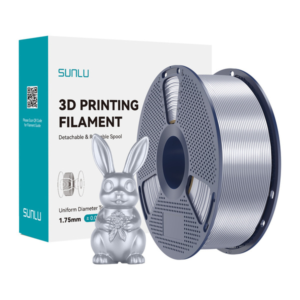 SUNLU PLA+, silke, 1.75 mm, 1000 g 3D-skrivarfilament, silver
