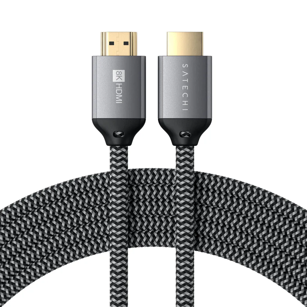 Satechi HDMI &ndash; HDMI 2.1 8K Ultra HD - kabel, 2m, Svart/Gr&aring;