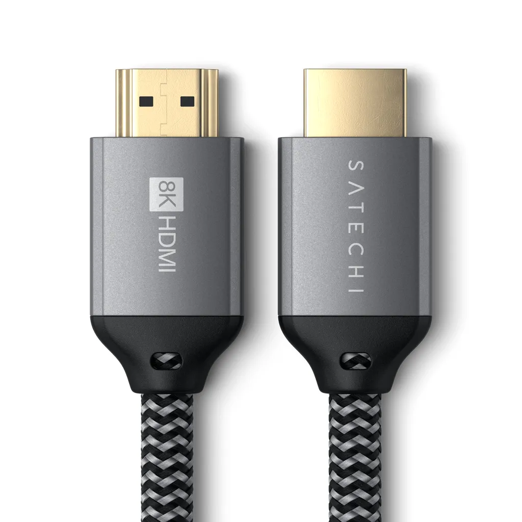 Satechi HDMI &ndash; HDMI 2.1 8K Ultra HD - kabel, 2m, Svart/Gr&aring;