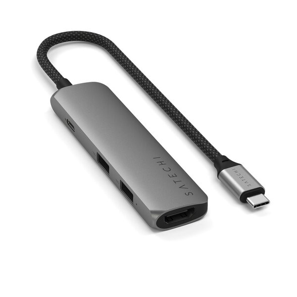 Satechi 4-i-1 USB-C Slim Multiport Adapter 4K - rymdgr&aring;