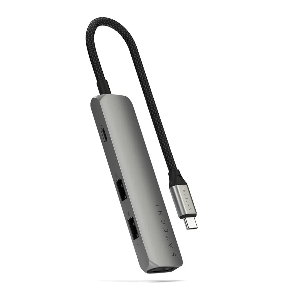 Satechi 4-i-1 USB-C Slim Multiport Adapter 4K - rymdgr&aring;