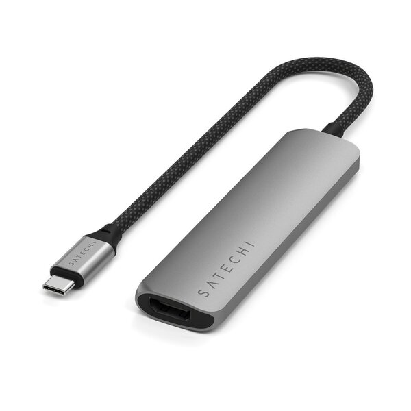 Satechi 4-i-1 USB-C Slim Multiport Adapter 4K - rymdgr&aring;