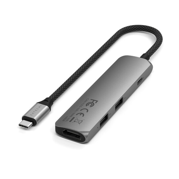 Satechi 4-i-1 USB-C Slim Multiport Adapter 4K - rymdgr&aring;