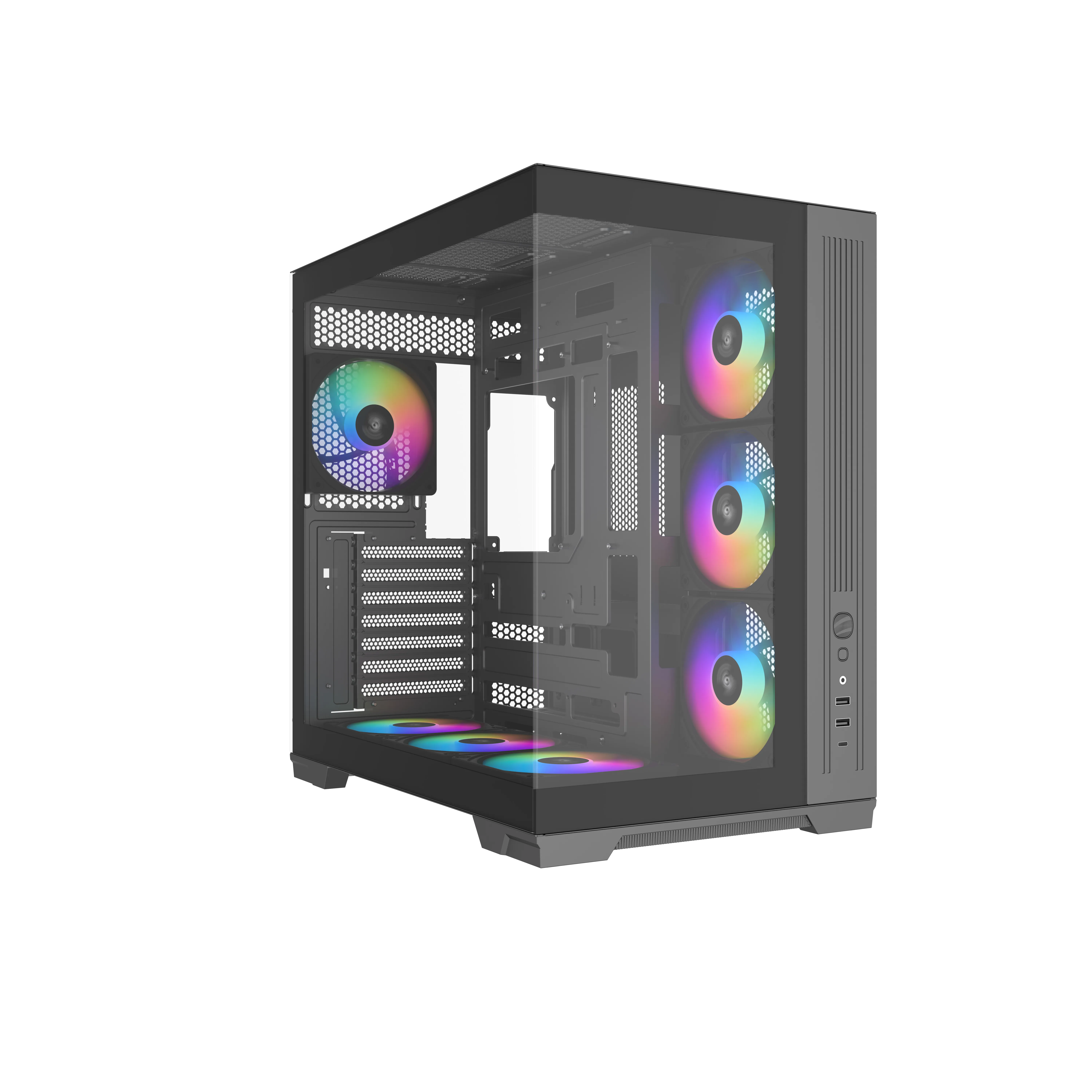 SAMA V52 midi-tower chassi med f&ouml;nster och RGB-belysning, svart