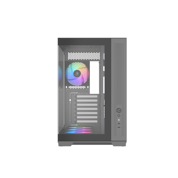 SAMA V52 midi-tower chassi med f&ouml;nster och RGB-belysning, svart