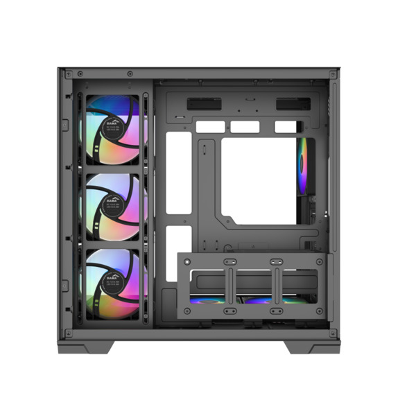 SAMA V52 midi-tower chassi med f&ouml;nster och RGB-belysning, svart