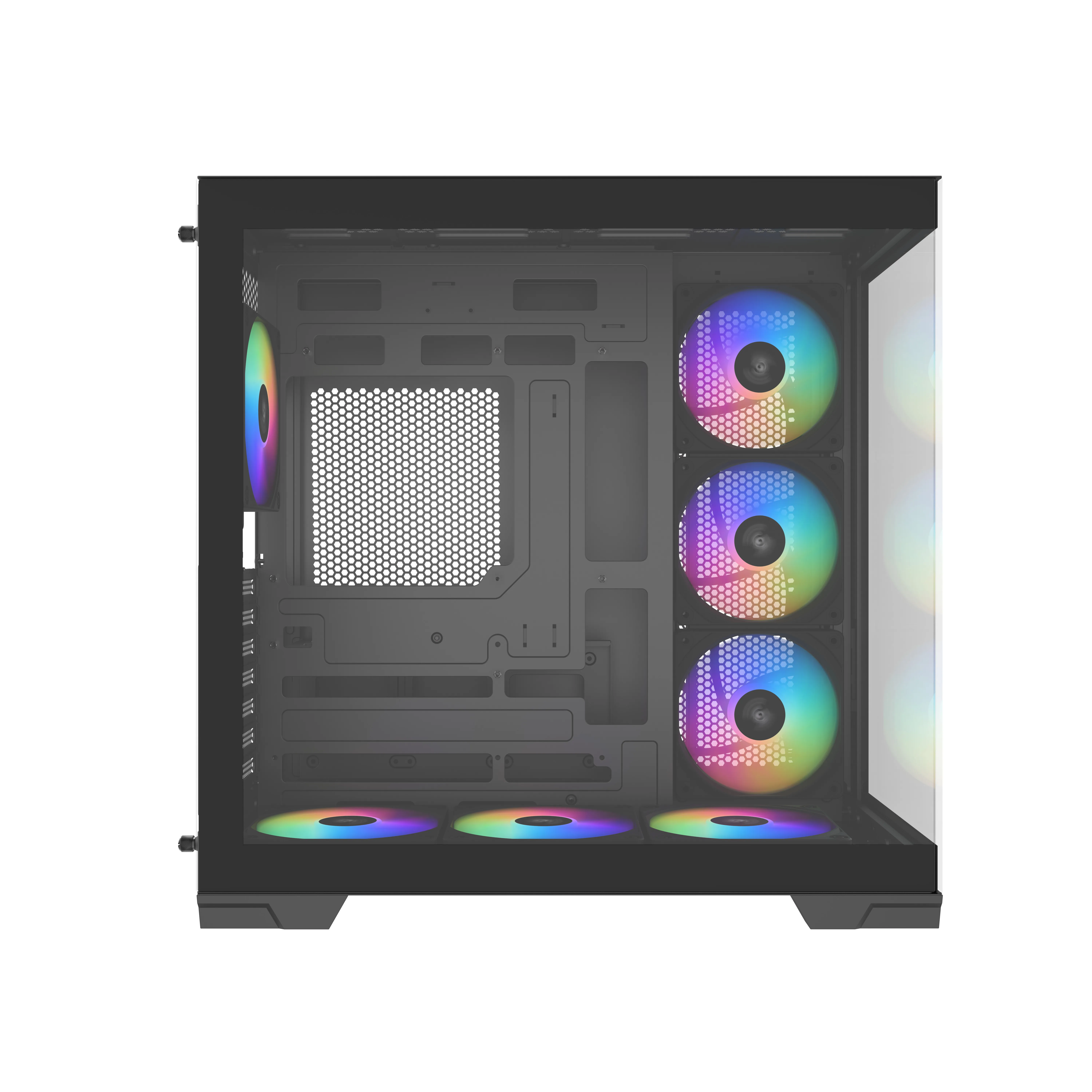 SAMA V52 midi-tower chassi med f&ouml;nster och RGB-belysning, svart