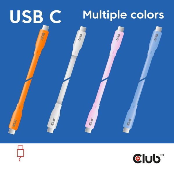 Club 3D USB-C - USB-C USB4 4K60Hz 240W - kabel, Orange, 2m