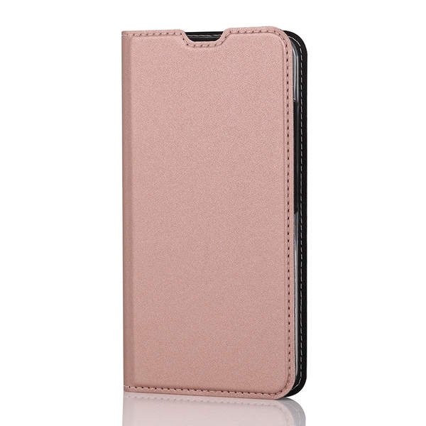 Wave Book Case ruusukultainen suojakotelo Nokia 2.2 (2019) puhelimelle. Magneettisulkuinen kansi, korttipaikat RFID suojauksella ja l&auml;pin&auml;kyv&auml; muovikelkka (PC).