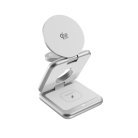 Epico UltraBase Qi2 25W 3in1 Fold Metal Mag+ Wireless Charging Stand EF60 | Silver | Protective  &  Travel Pouch Included