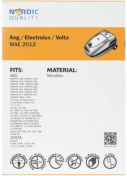 MAE 2012 Pölynimuripussit, 5 kpl. + 1 suodatin