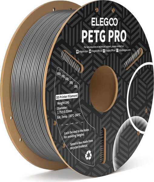 ELEGOO PETG Pro 1.75 mm, 1 kg -3D-tulostusfilamentti, harmaa