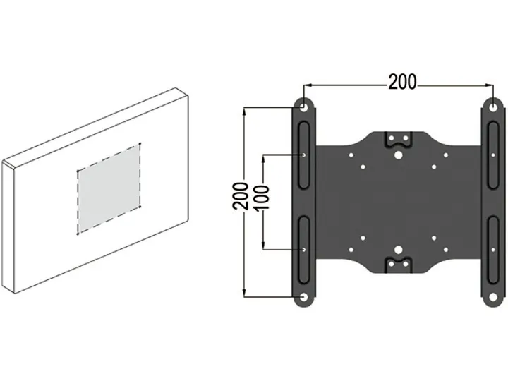 Multibrackets M Desktopmount VESA Adapter 200x200 - Asennuskomponentti (VESA-sovitin) - ter&auml;s - musta -kiinnitysliit&auml;nt&auml;: 200 x 200 mm