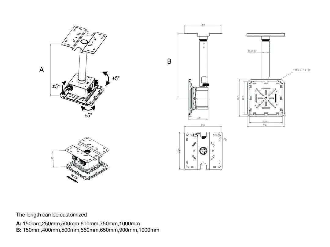 M Projector Mount Pro HD 40kg White