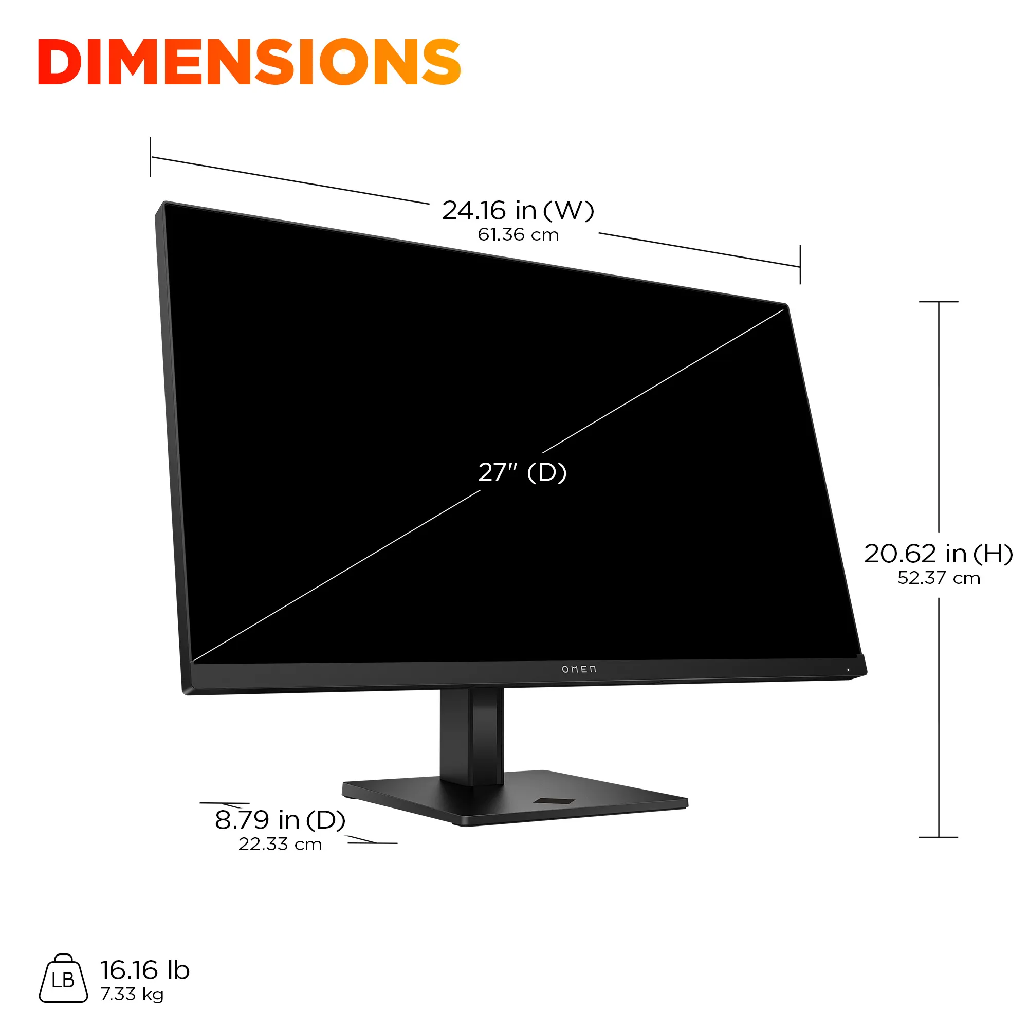 HP AV4H6AA 27" QHD, IPS, 180Hz, HDR 400 gamingsk&auml;rm