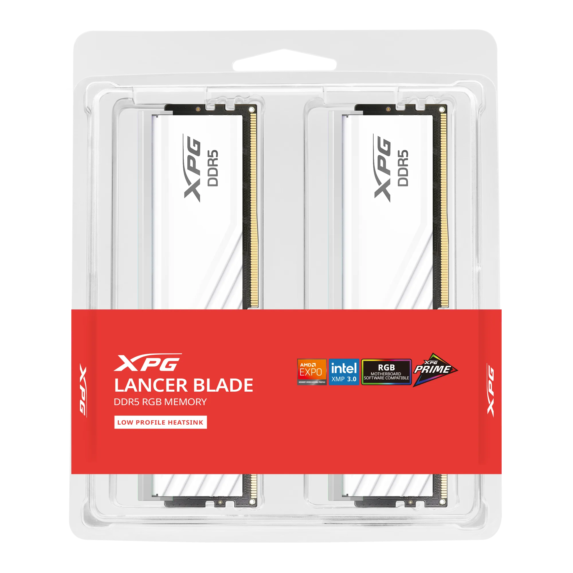 ADATA DDR5 - 32GB - 6000 - CL - 34 (2x 16 GB) Dual Kit, RAM white, AX5U6000C3416G-DTLABRWH, XPG Lancer Blade RGB, INTEL XMP, AMD EXPO