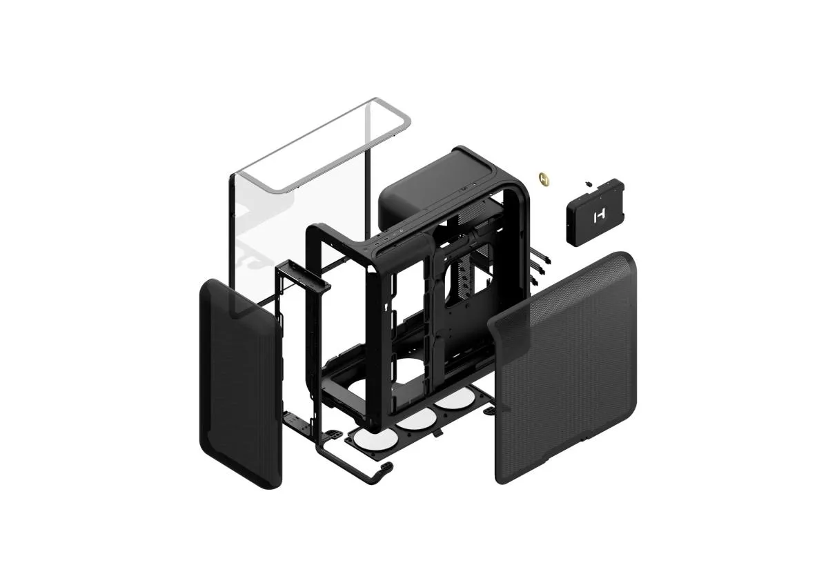 HYTE X50 midi-tower chassi med f&ouml;nster, Pitch Black