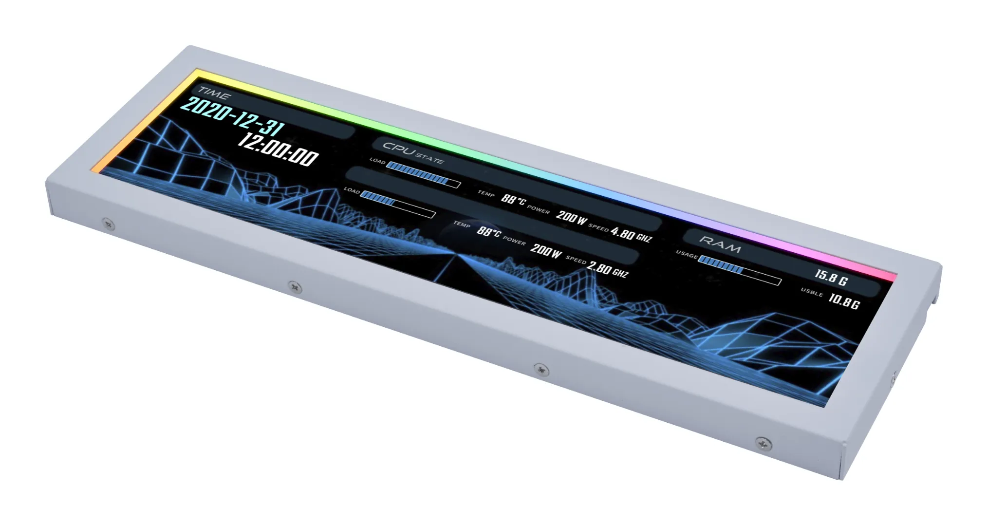 Lian Li 8.8" Universal Screen (SM088W) Midi-Tower Case with RGB lighting, White